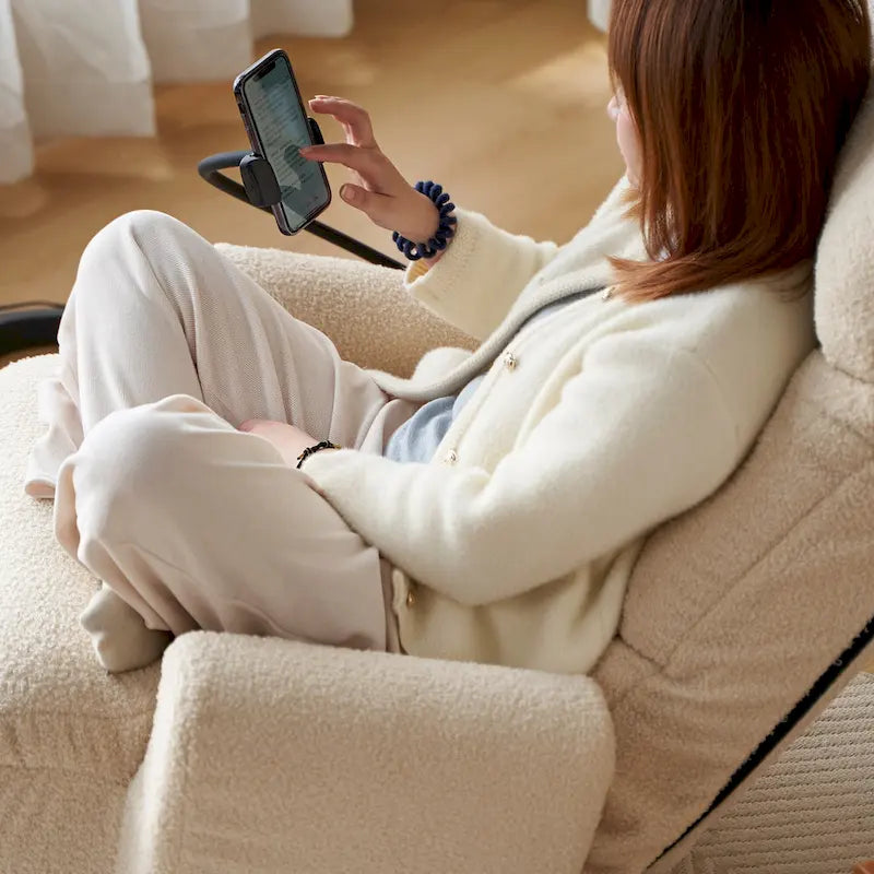 360° Swivel Manual Recliner Chair with Phone Holder, Adjustable Headrest & Backrest