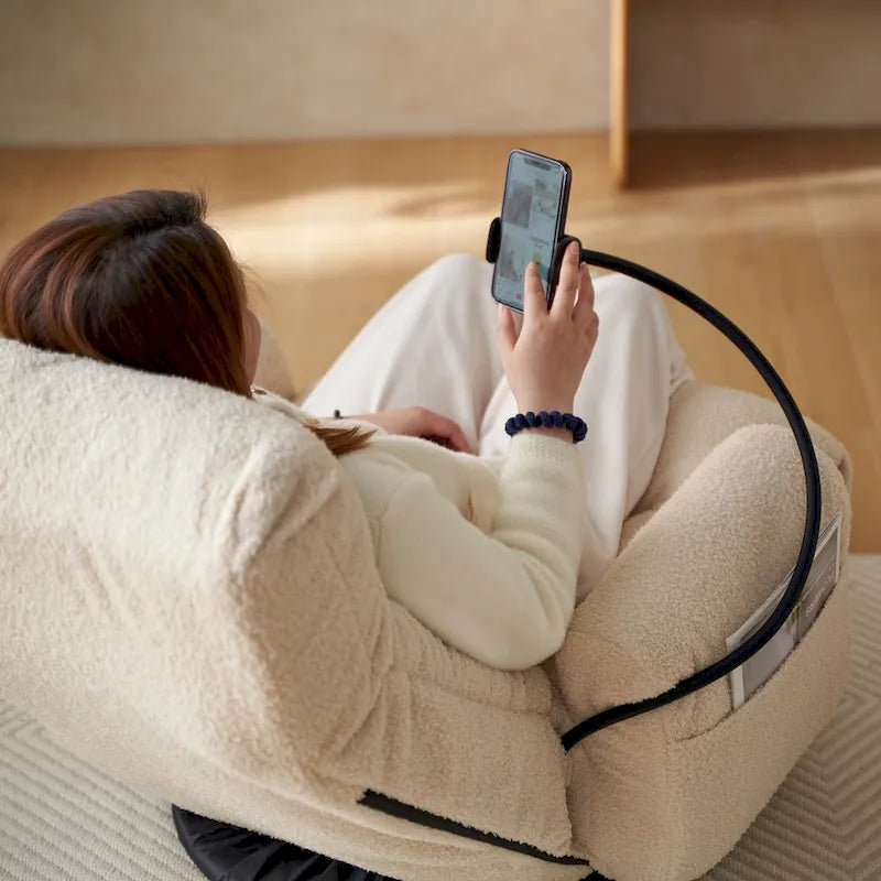 360° Swivel Manual Recliner Chair with Phone Holder, Adjustable Headrest & Backrest