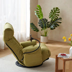 360° Swivel Manual Recliner Chair with Phone Holder, Adjustable Headrest & Backrest