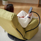360° Swivel Manual Recliner Chair with Phone Holder, Adjustable Headrest & Backrest