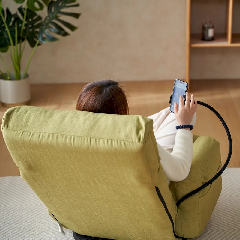 360° Swivel Manual Recliner Chair with Phone Holder, Adjustable Headrest & Backrest