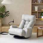 360° Swivel Manual Recliner Chair with Phone Holder, Adjustable Headrest & Backrest