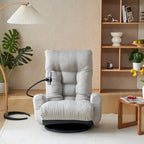 360° Swivel Manual Recliner Chair with Phone Holder, Adjustable Headrest & Backrest