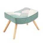 35.4" High Back Upholstered Rocking Chair with Ottoman & Wood Legs – Colorful Splicing Design