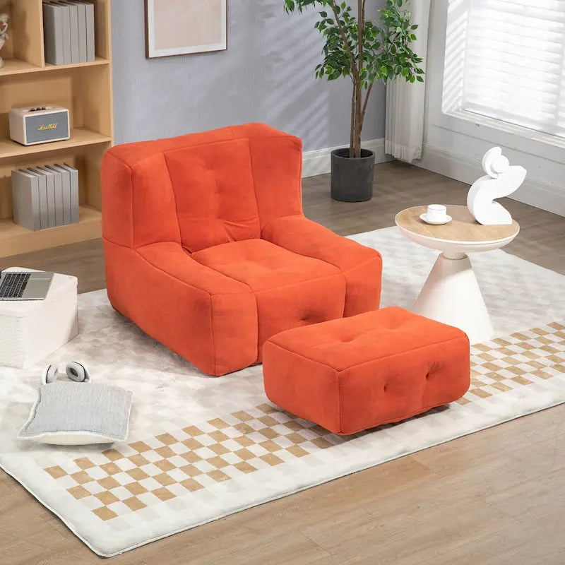 Modern 38.5" Velvet Accent Chair with Memory Foam Cushion & Ottoman