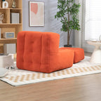 Modern 38.5" Velvet Accent Chair with Memory Foam Cushion & Ottoman
