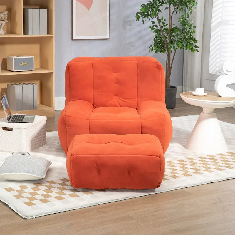 Modern 38.5" Velvet Accent Chair with Memory Foam Cushion & Ottoman