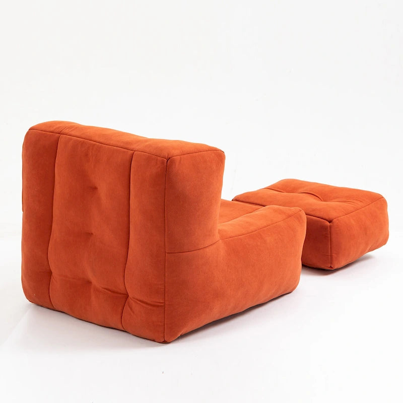 Modern 38.5" Velvet Accent Chair with Memory Foam Cushion & Ottoman