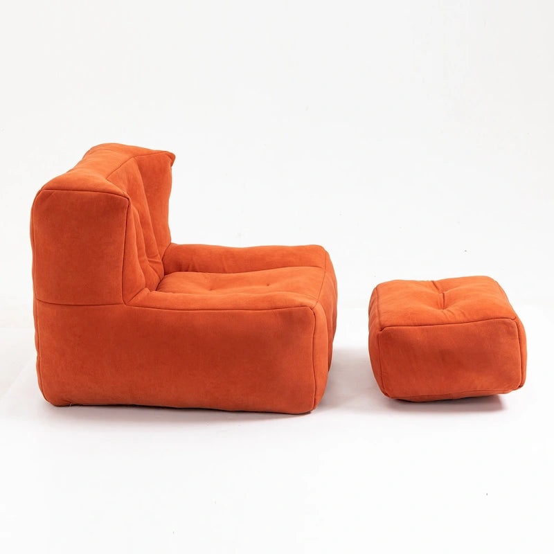 Modern 38.5" Velvet Accent Chair with Memory Foam Cushion & Ottoman