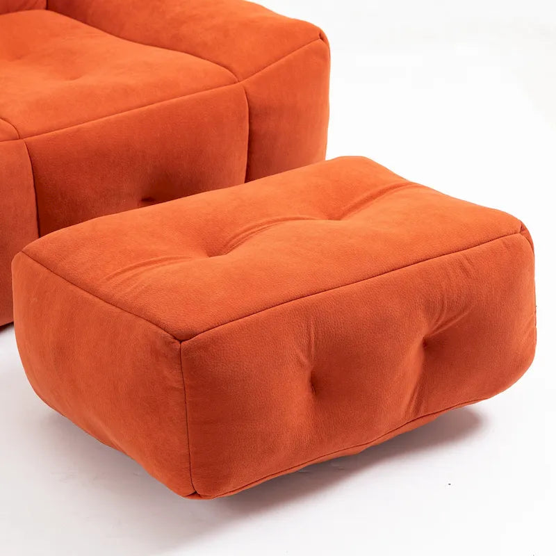 Modern 38.5" Velvet Accent Chair with Memory Foam Cushion & Ottoman