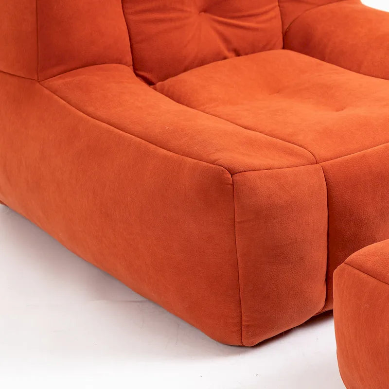 Modern 38.5" Velvet Accent Chair with Memory Foam Cushion & Ottoman