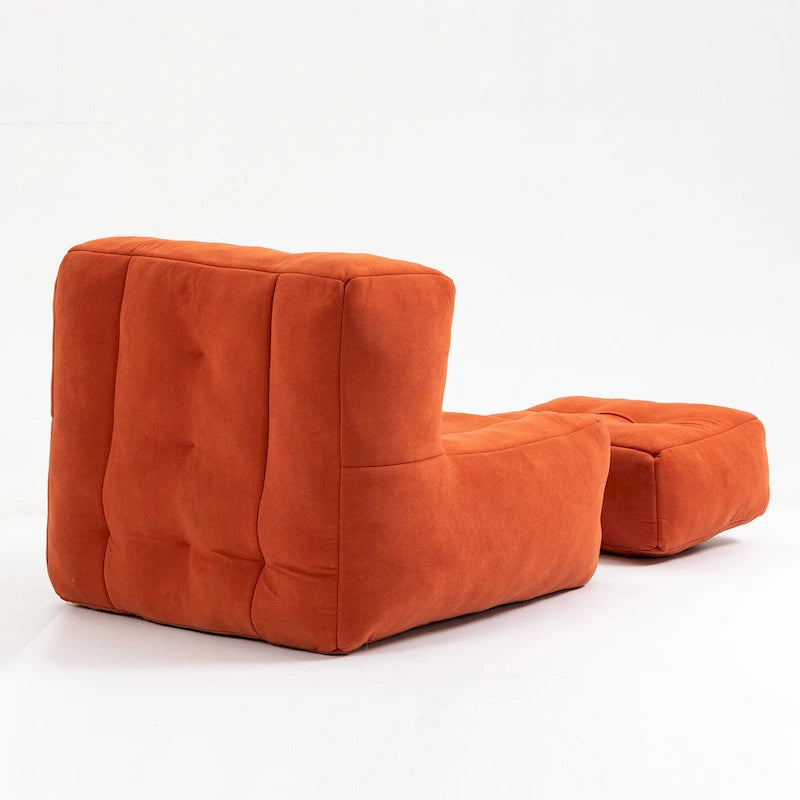 Modern 38.5" Velvet Accent Chair with Memory Foam Cushion & Ottoman
