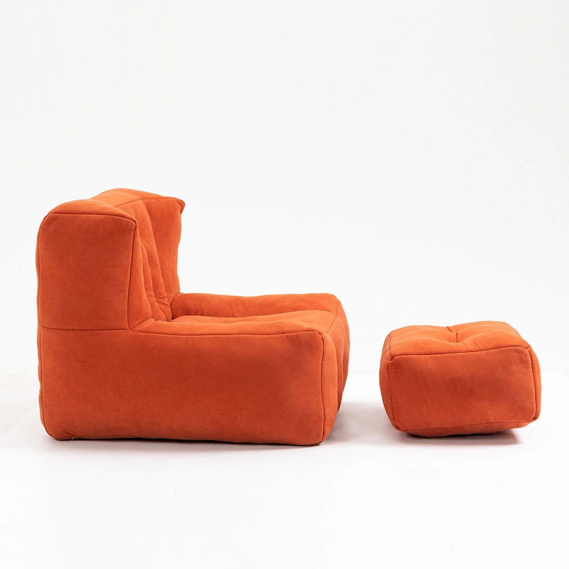 Modern 38.5" Velvet Accent Chair with Memory Foam Cushion & Ottoman