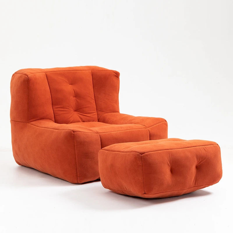 Modern 38.5" Velvet Accent Chair with Memory Foam Cushion & Ottoman
