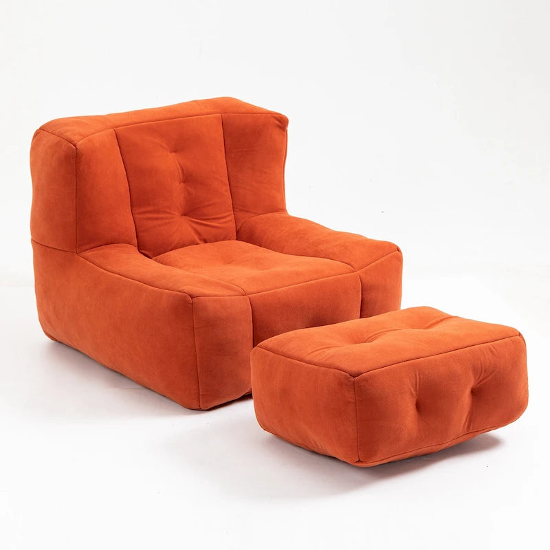 Modern 38.5" Velvet Accent Chair with Memory Foam Cushion & Ottoman