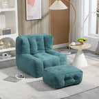 Modern 38.5" Velvet Accent Chair with Memory Foam Cushion & Ottoman