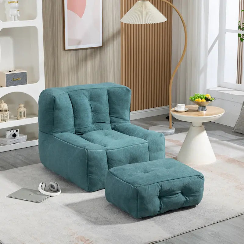 Modern 38.5" Velvet Accent Chair with Memory Foam Cushion & Ottoman