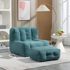 Modern 38.5" Velvet Accent Chair with Memory Foam Cushion & Ottoman