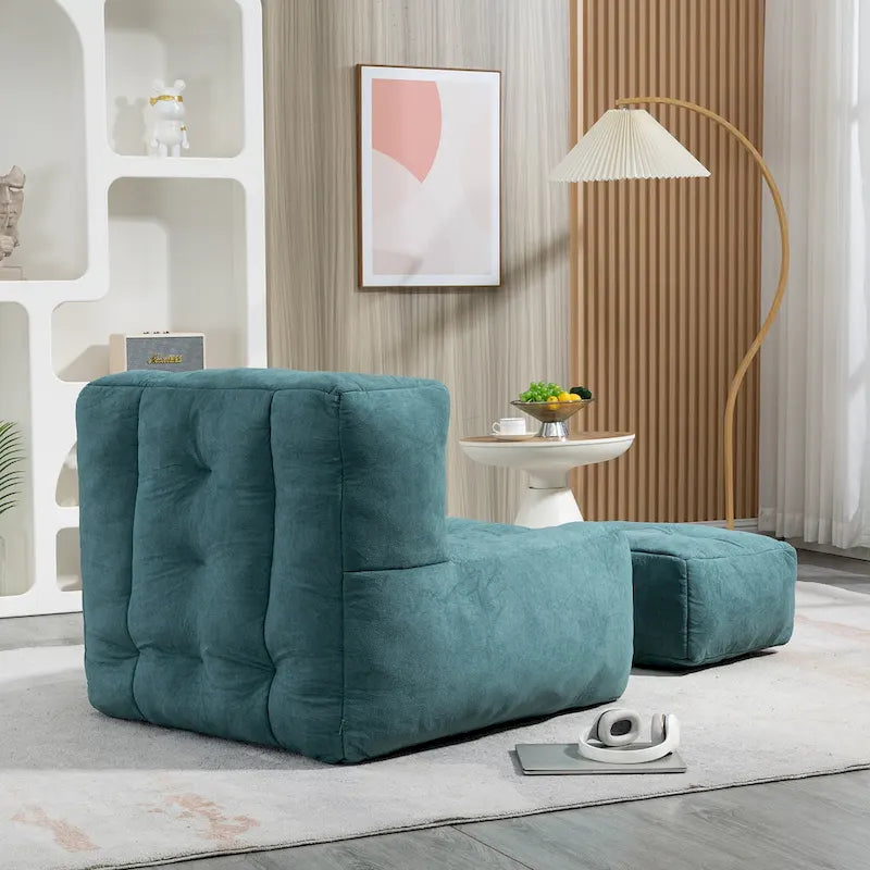 Modern 38.5" Velvet Accent Chair with Memory Foam Cushion & Ottoman