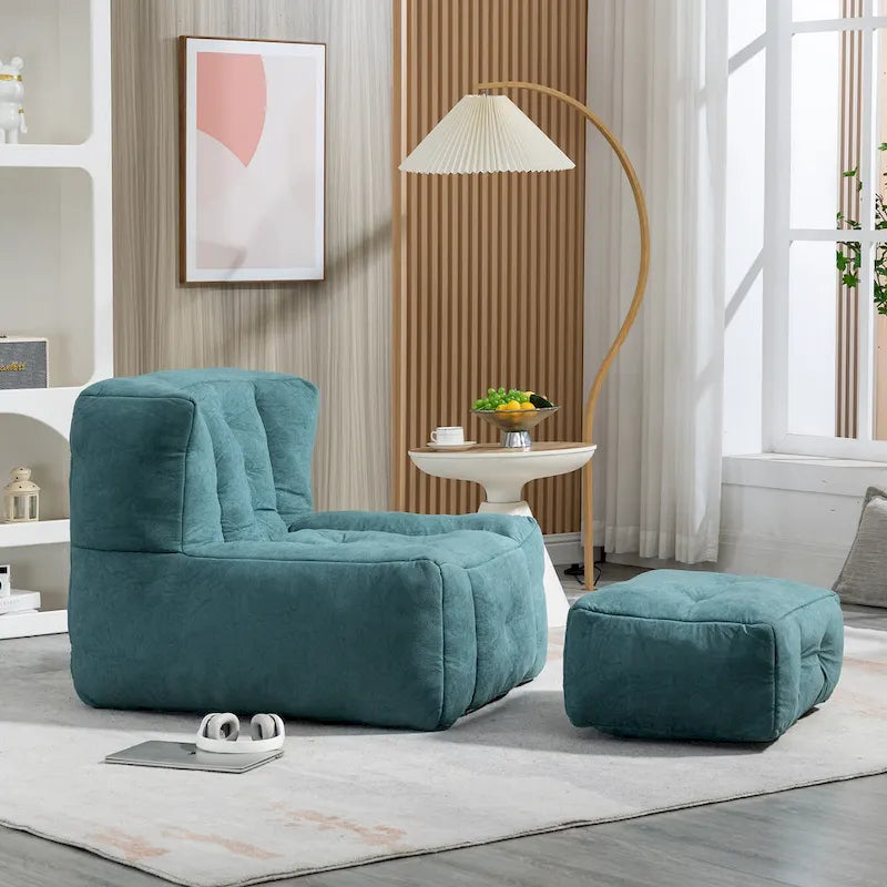 Modern 38.5" Velvet Accent Chair with Memory Foam Cushion & Ottoman