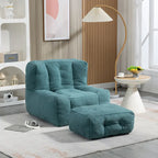 Modern 38.5" Velvet Accent Chair with Memory Foam Cushion & Ottoman