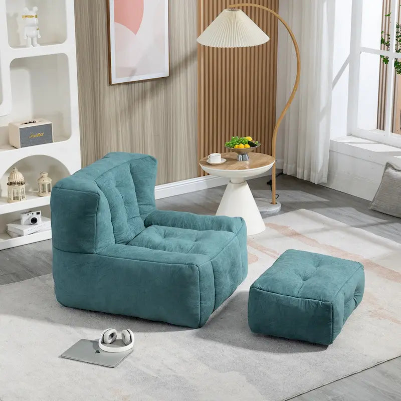 Modern 38.5" Velvet Accent Chair with Memory Foam Cushion & Ottoman