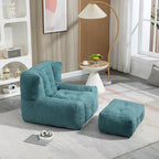 Modern 38.5" Velvet Accent Chair with Memory Foam Cushion & Ottoman