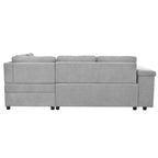 91.5 L-Shaped 4 Seater Sectional Sofa Couch with Pull-Out Bed, Hidden Storage and Functional Armrests, for Living Room