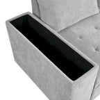 91.5 L-Shaped 4 Seater Sectional Sofa Couch with Pull-Out Bed, Hidden Storage and Functional Armrests, for Living Room