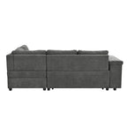 91.5 L-Shaped 4 Seater Sectional Sofa Couch with Pull-Out Bed, Hidden Storage and Functional Armrests, for Living Room
