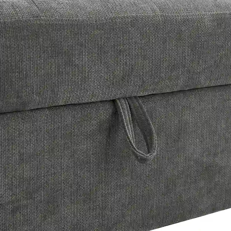 91.5 L-Shaped 4 Seater Sectional Sofa Couch with Pull-Out Bed, Hidden Storage and Functional Armrests, for Living Room