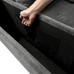 91.5 L-Shaped 4 Seater Sectional Sofa Couch with Pull-Out Bed, Hidden Storage and Functional Armrests, for Living Room