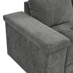 91.5 L-Shaped 4 Seater Sectional Sofa Couch with Pull-Out Bed, Hidden Storage and Functional Armrests, for Living Room