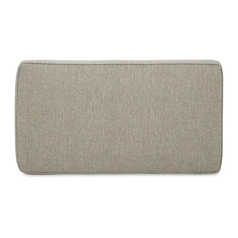 Modern Gray Chunky Fabric Ottoman with Matte Black Wood Trim