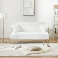 Upholstered Velvet Loveseat with Tufted Back, Gold Legs & 2 Pillows