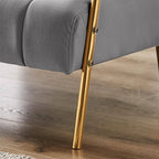 Upholstered Velvet Loveseat with Tufted Back, Gold Legs & 2 Pillows