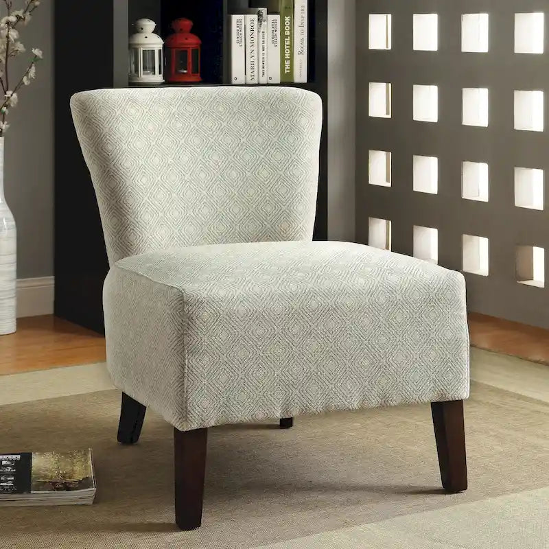 Contemporary Fabric Accent Chair with Ikat Pattern & Espresso Wood Legs
