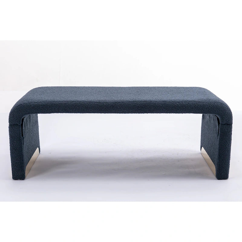 Modern New Boucle Fabric Loveseat Ottoman Footstool Bedroom Bench Shoe Bench With Gold Metal Legs