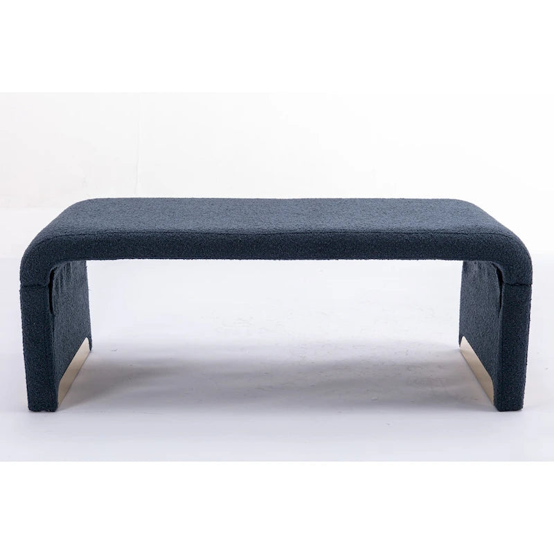 Modern New Boucle Fabric Loveseat Ottoman Footstool Bedroom Bench Shoe Bench With Gold Metal Legs