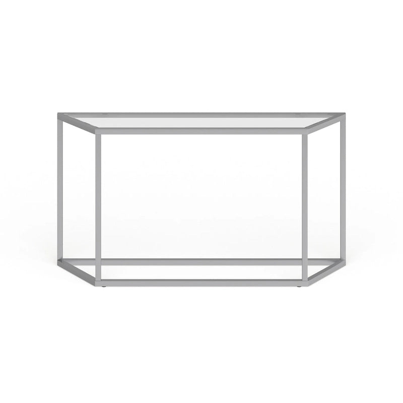 55" Modern Steel Console Table with Tempered Glass Top