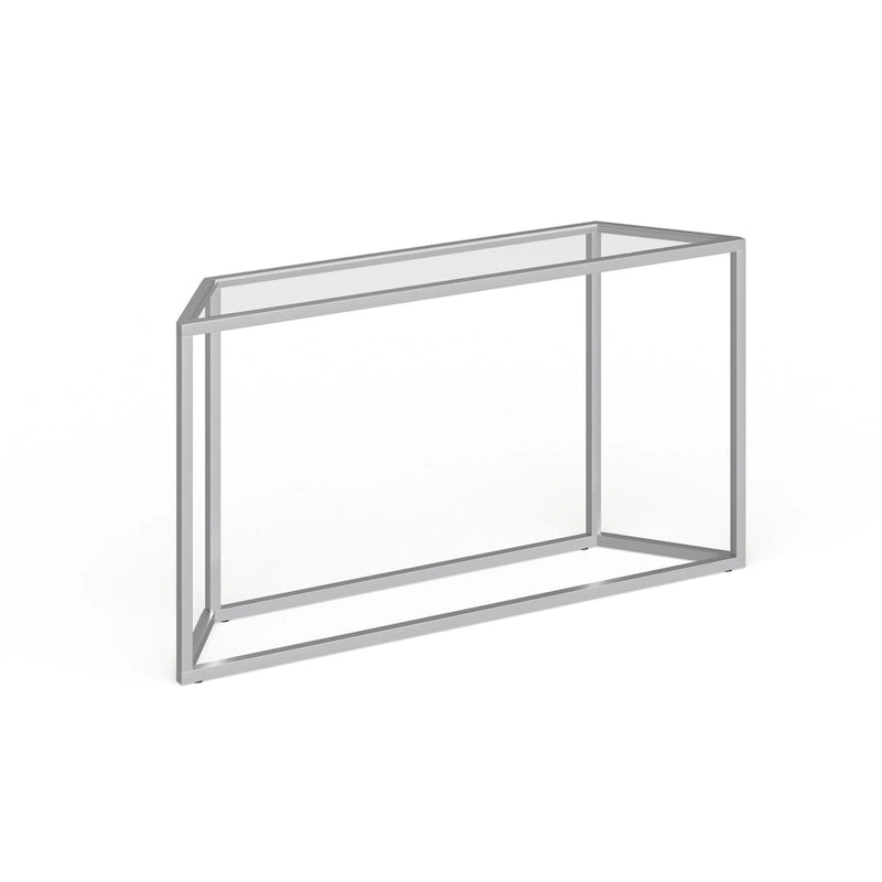 55" Modern Steel Console Table with Tempered Glass Top