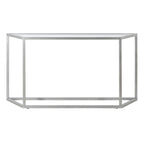 55" Modern Steel Console Table with Tempered Glass Top