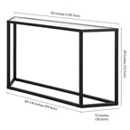 55" Modern Steel Console Table with Tempered Glass Top