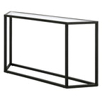 55" Modern Steel Console Table with Tempered Glass Top