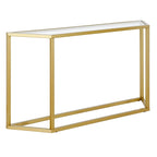 55" Modern Steel Console Table with Tempered Glass Top