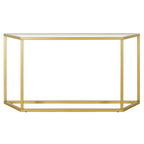55" Modern Steel Console Table with Tempered Glass Top