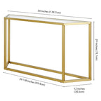 55" Modern Steel Console Table with Tempered Glass Top