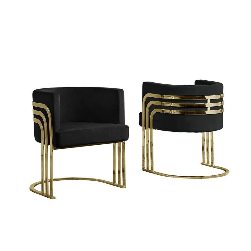 Velvet Barrel Accent Chair with Gold Base – Round Glam Style
