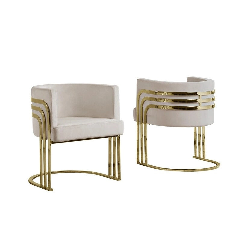 Velvet Barrel Accent Chair with Gold Base – Round Glam Style