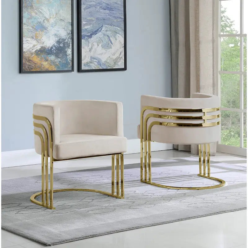 Velvet Barrel Accent Chair with Gold Base – Round Glam Style